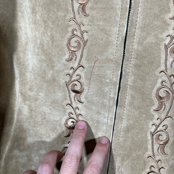 90s brown suede embroidered jacket - Picture 7 of 8